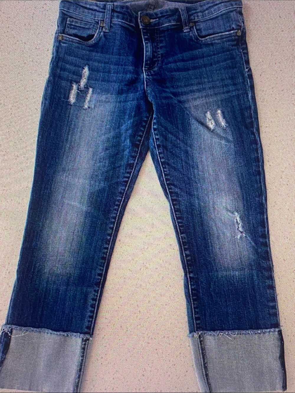 Kut from the Kloth Dark Blue Distressed Boyfriend Jeans